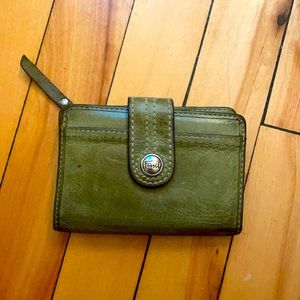 Olive Green Leather Fossil Wallet